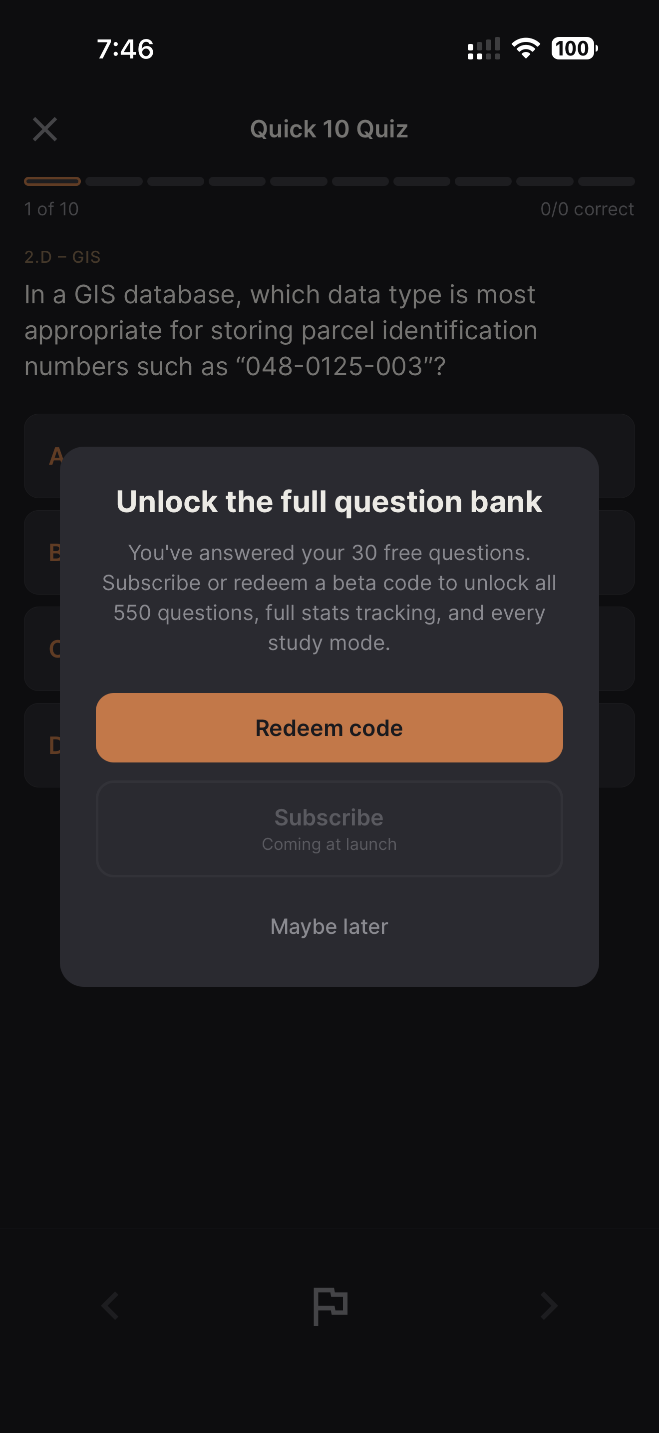 Screenshot — Free tier